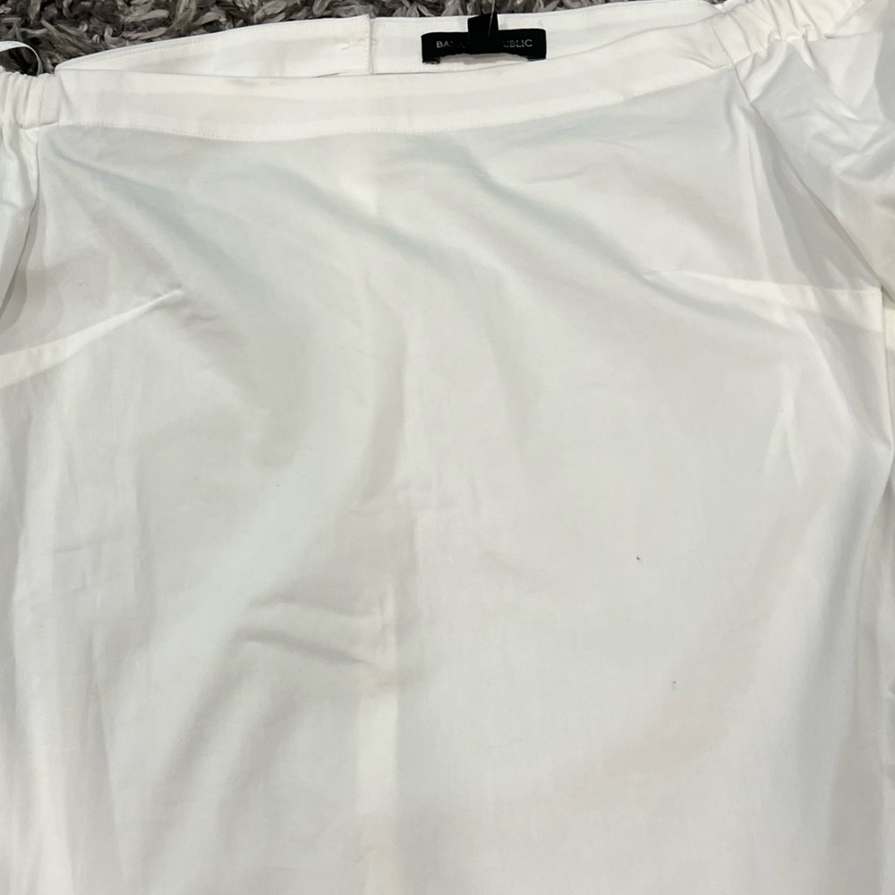 Banana Republic Off-Shoulder White Poplin Blouse super stretch shirt💥NEW - Picture 9 of 16